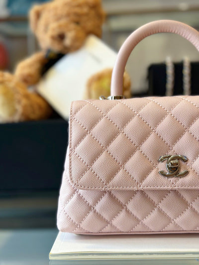 Chan*l coco handbags leather pink with silver lock 23cm - image 5