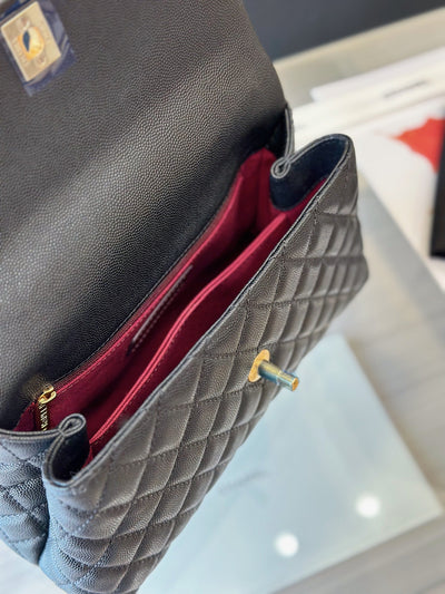 Chan*l handbag coco lock gold lizard skin black 24cm - image 2