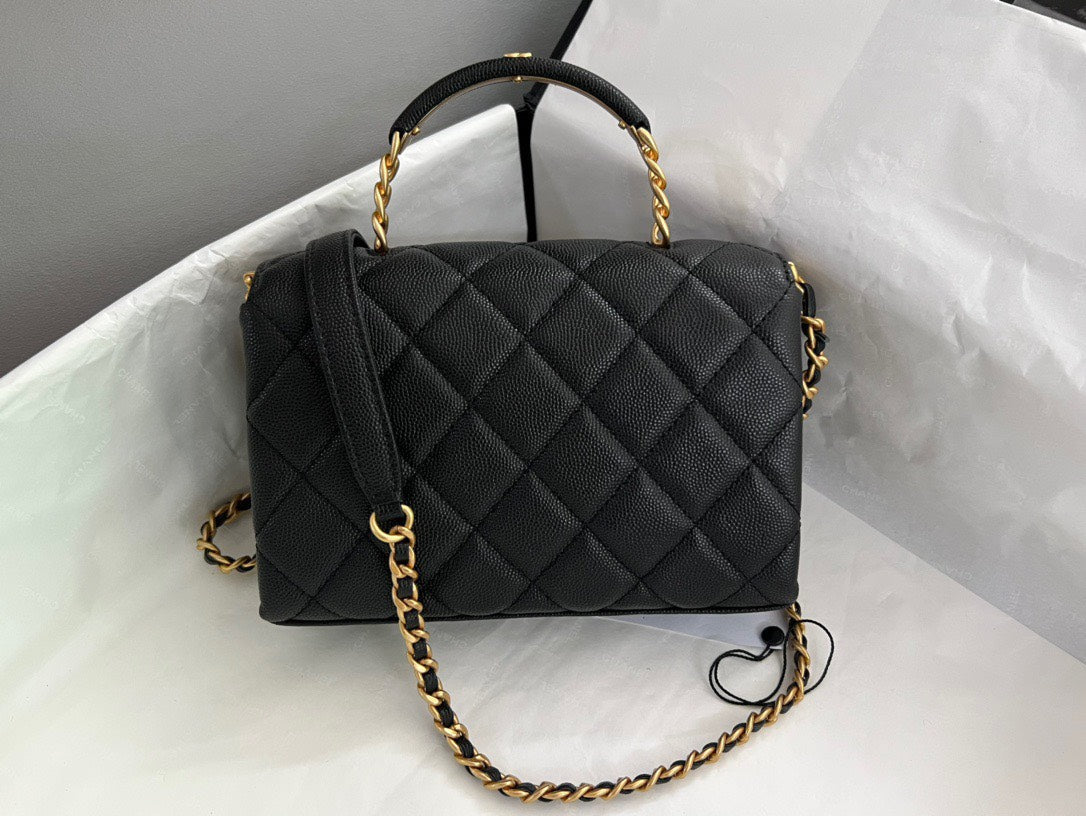 Chan*l handle woman’s handbags demi lock gold with leather 19cm - image 2