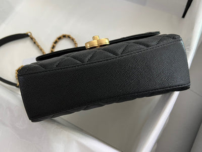 Chan*l handle woman’s handbags demi lock gold with leather 19cm - image 3