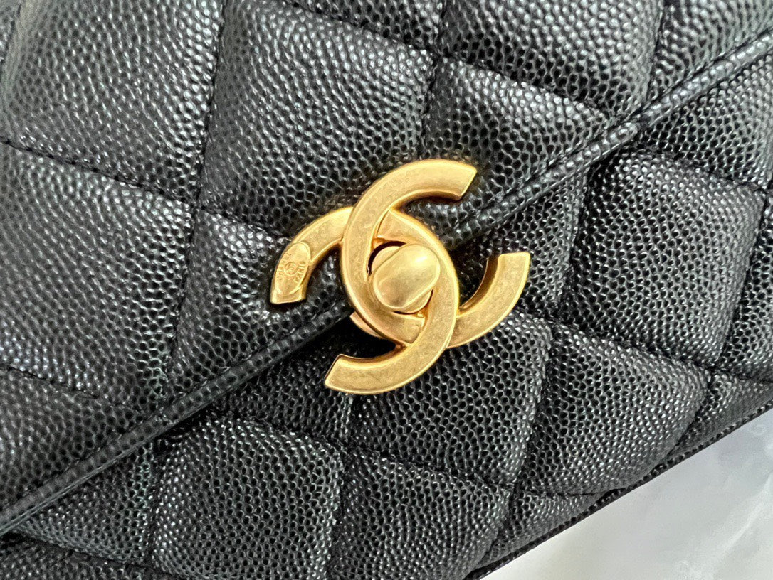 Chan*l handle woman’s handbags demi lock gold with leather 19cm - image 6
