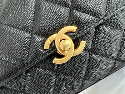 Chan*l handle woman’s handbags demi lock gold with leather 19cm - image 6