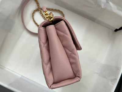 Chan*l handle like auth purple with lock gold handbags 19cm - image 3