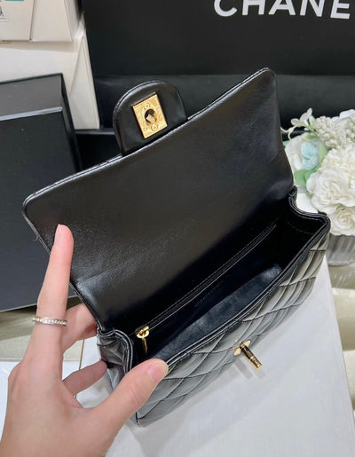 Chan*l mini rectangular flap with top handle black 20cm - image 4