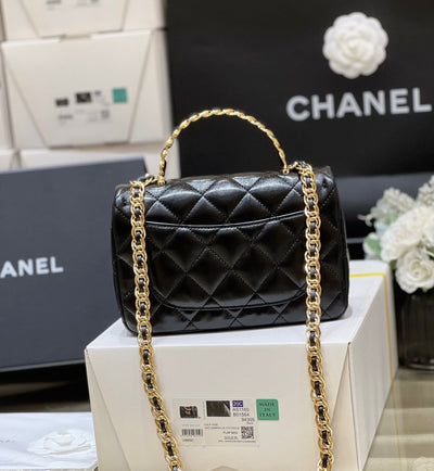 Chan*l mini rectangular flap with top handle black 20cm - image 5