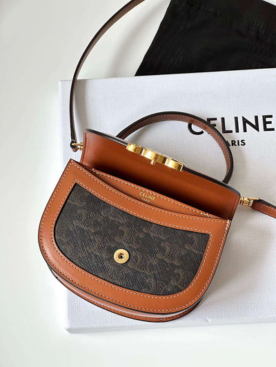 Cel*ne mini handle replica 11 crossbody handbag brown strap 15.5x11cm - image 5