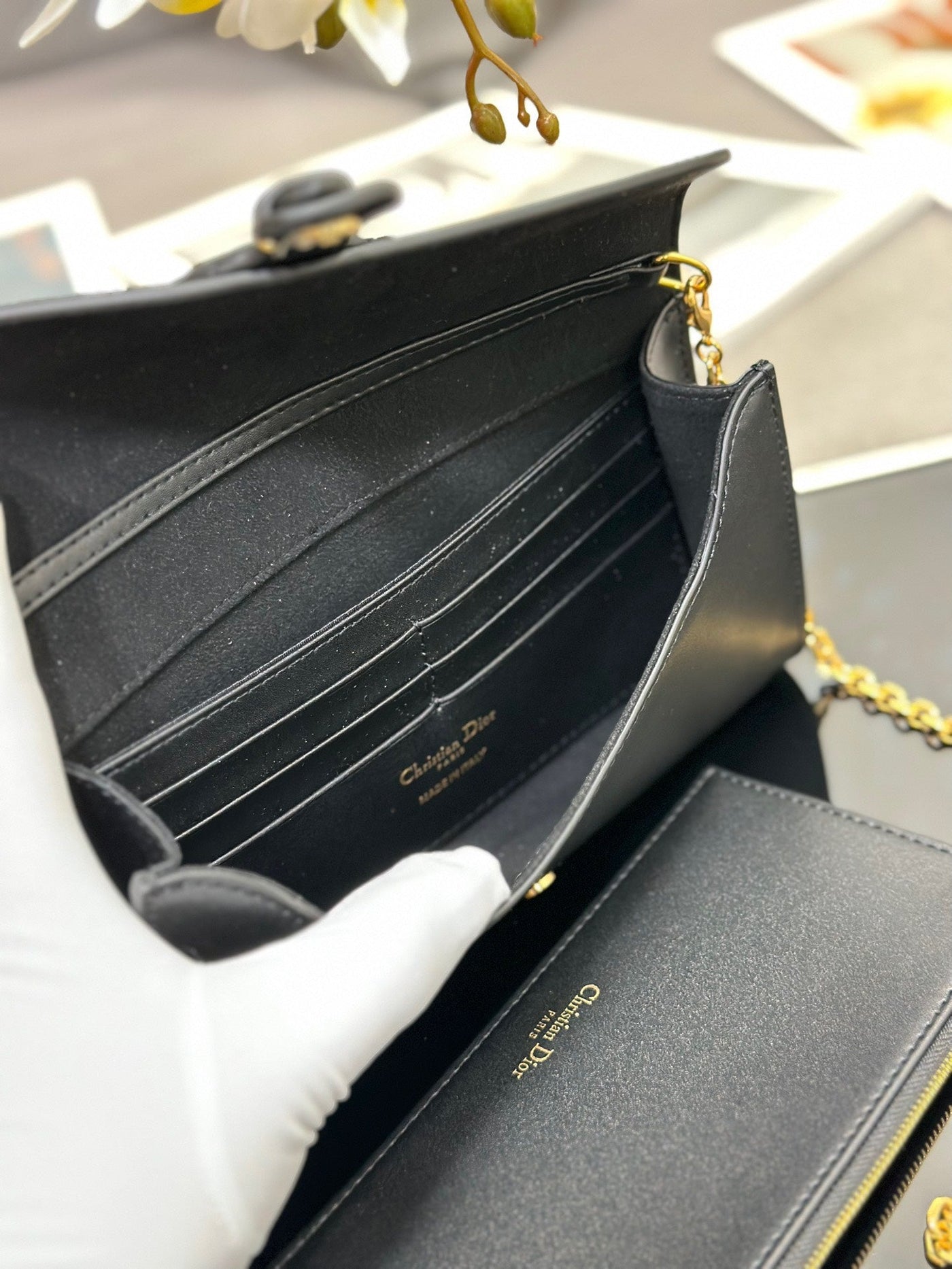 Di*r bobby women’s crossbody bag super black smooth leather 21.5x12x4cm - image 3