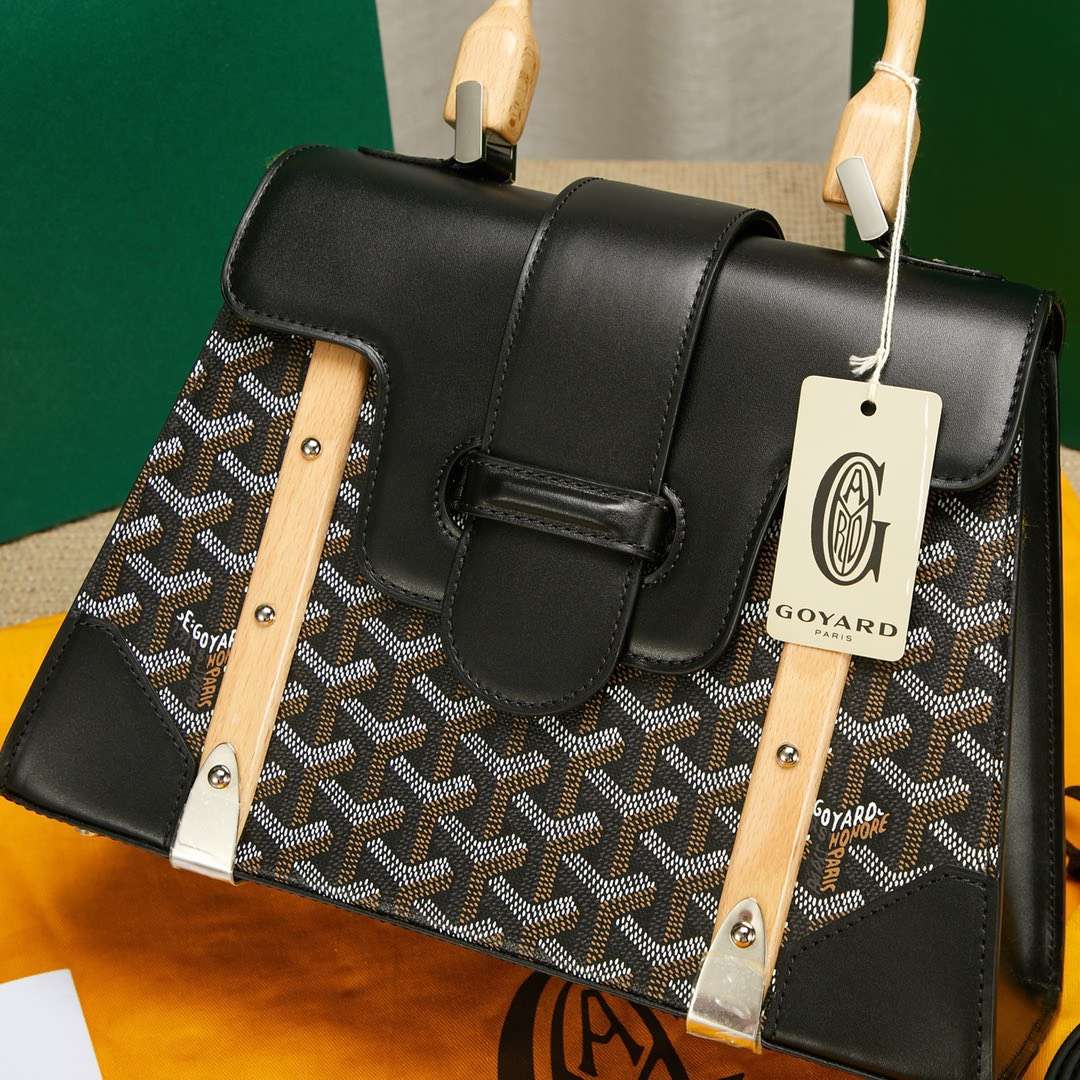Goya*d saigon black handbag with wooden handle 28cm - image 4
