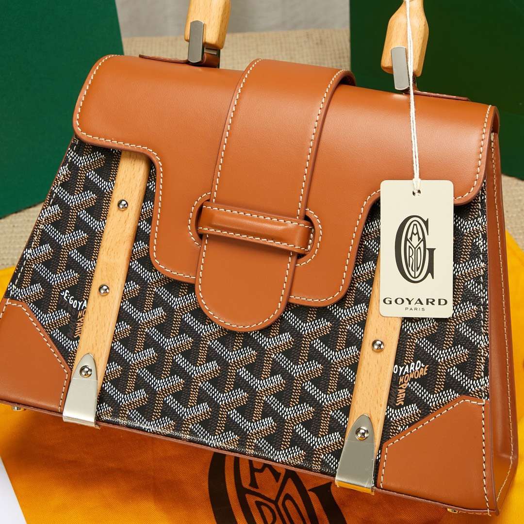 Goya*d saigon brown handbag with wooden handle 28cm - image 3