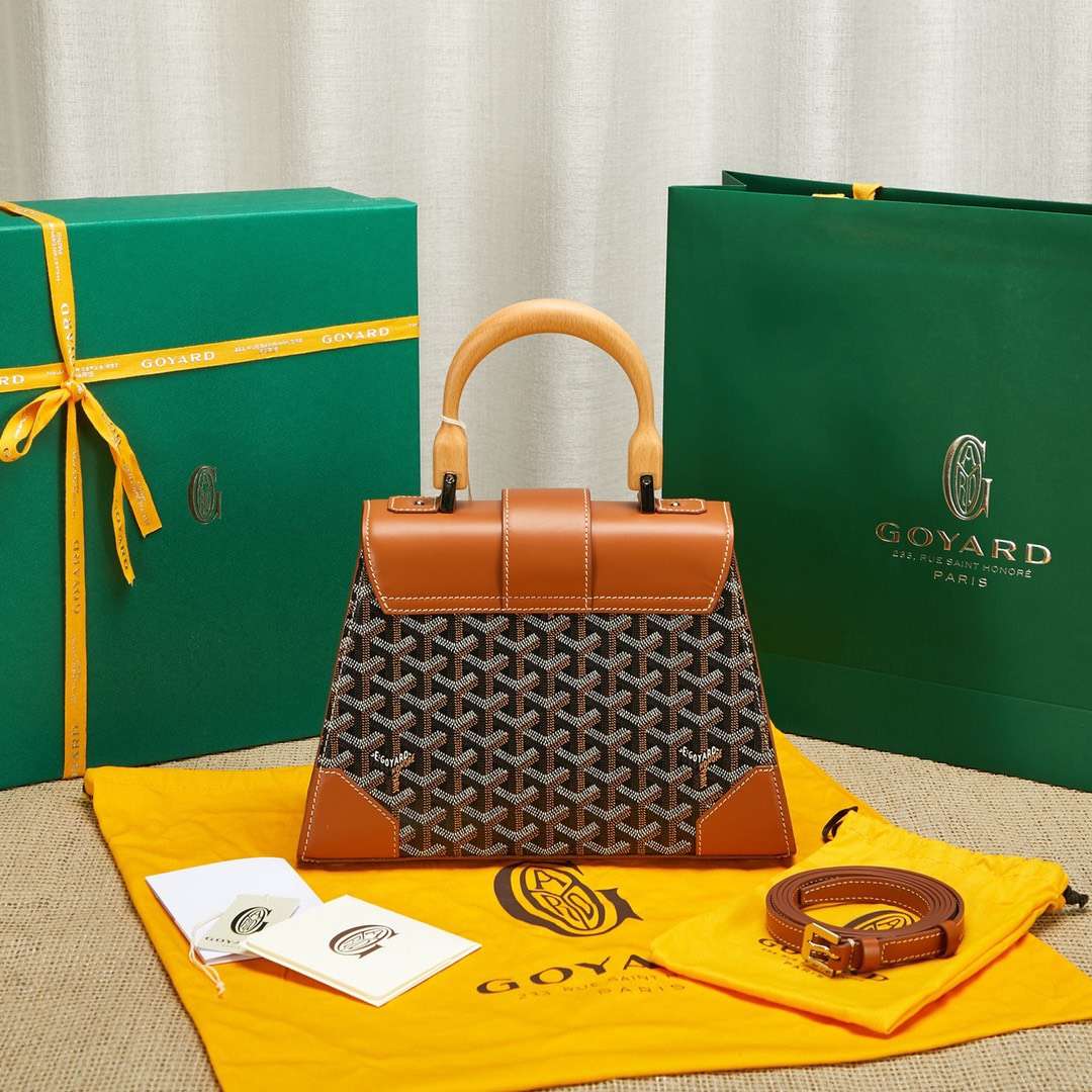 Goya*d saigon brown handbag with wooden handle 28cm - image 5