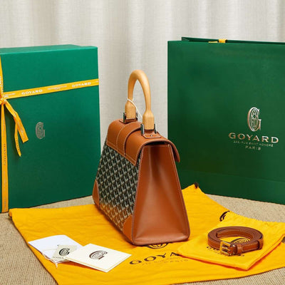 Goya*d saigon brown handbag with wooden handle 28cm - image 7