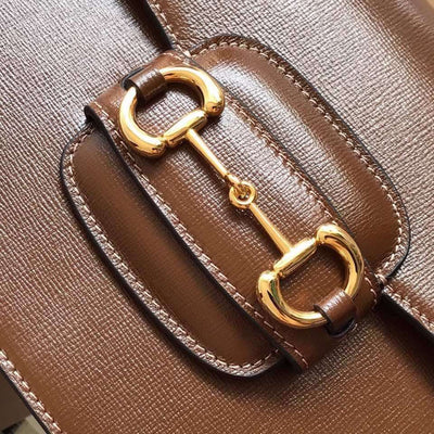 Guc*i 1955 horsebit replica bag 11 women’s brown smooth leather 25cm - image 5
