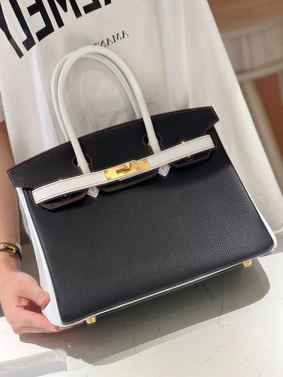 Herm*s birkin 30 togo ghw mix black white handbags 30cm - image 3