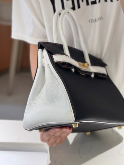 Herm*s birkin 30 togo ghw mix black white handbags 30cm - image 4