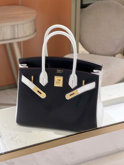 Herm*s birkin 30 togo ghw mix black white handbags 30cm - image 6