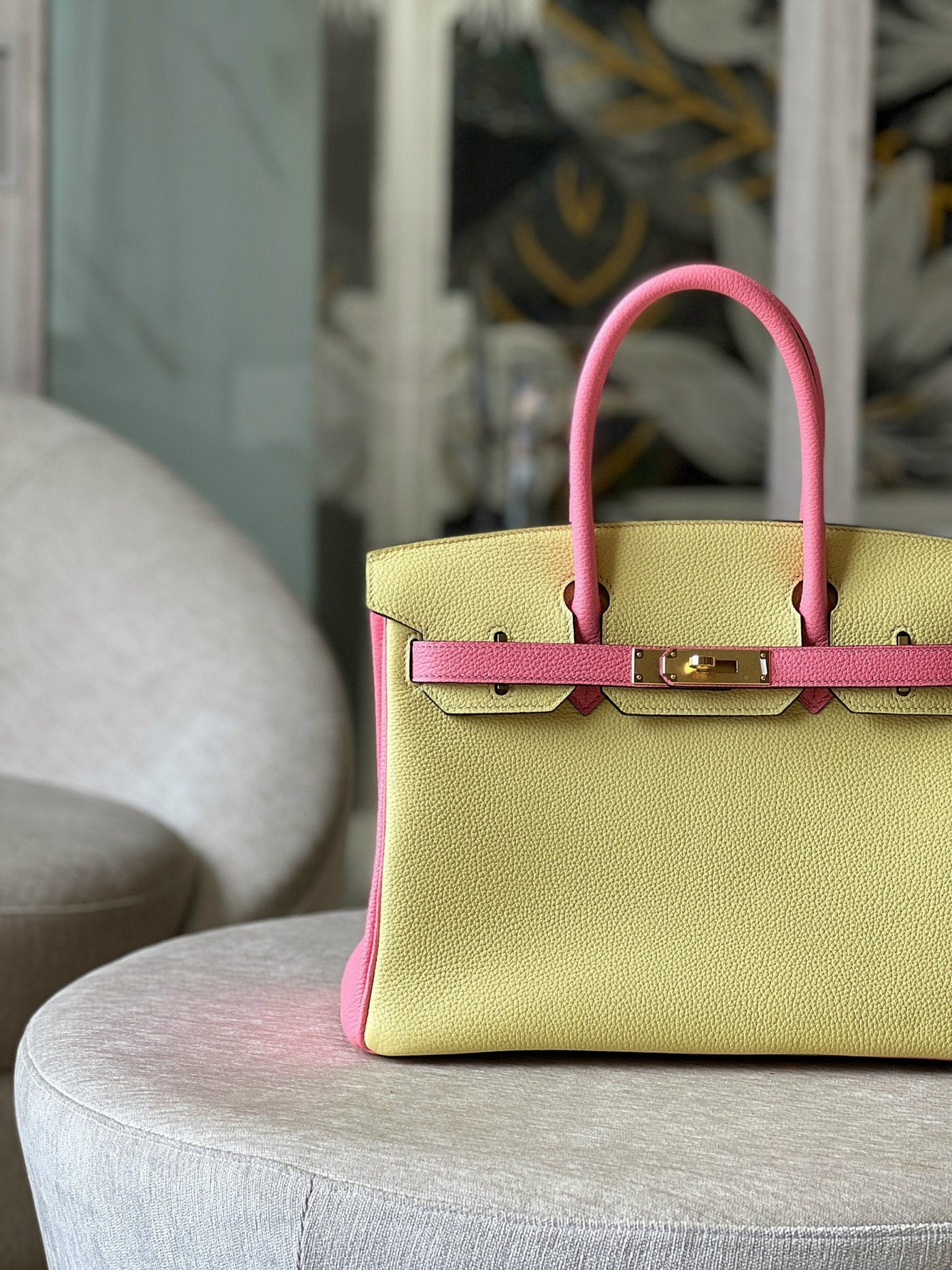 Herm*s birkin 30 togo ghw mix beige pink handbags lock gold 30cm - image 4