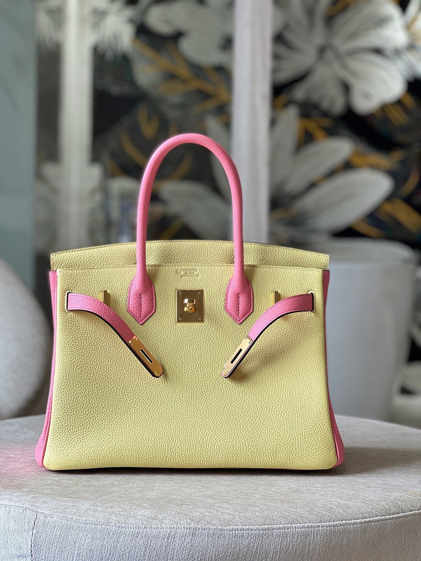 Herm*s birkin 30 togo ghw mix beige pink handbags lock gold 30cm - image 5