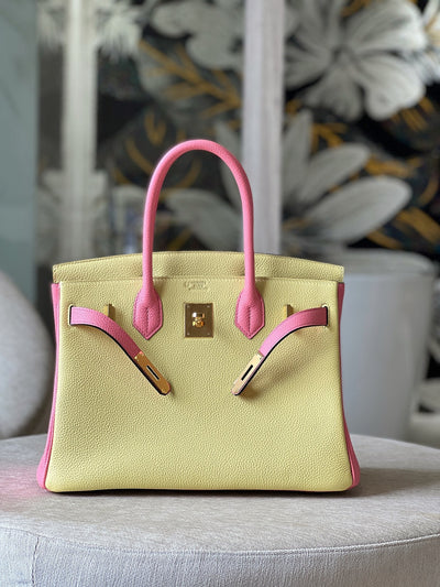 Herm*s birkin 30 togo ghw mix beige pink handbags lock gold 30cm - image 5