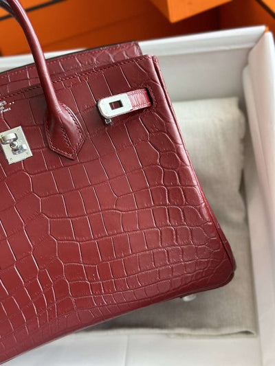 Herm*s birkin woman’s hand sewing like auth red handbags 25cm - image 2