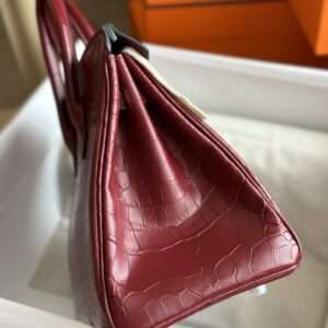 Herm*s birkin woman’s hand sewing like auth red handbags 25cm - image 3