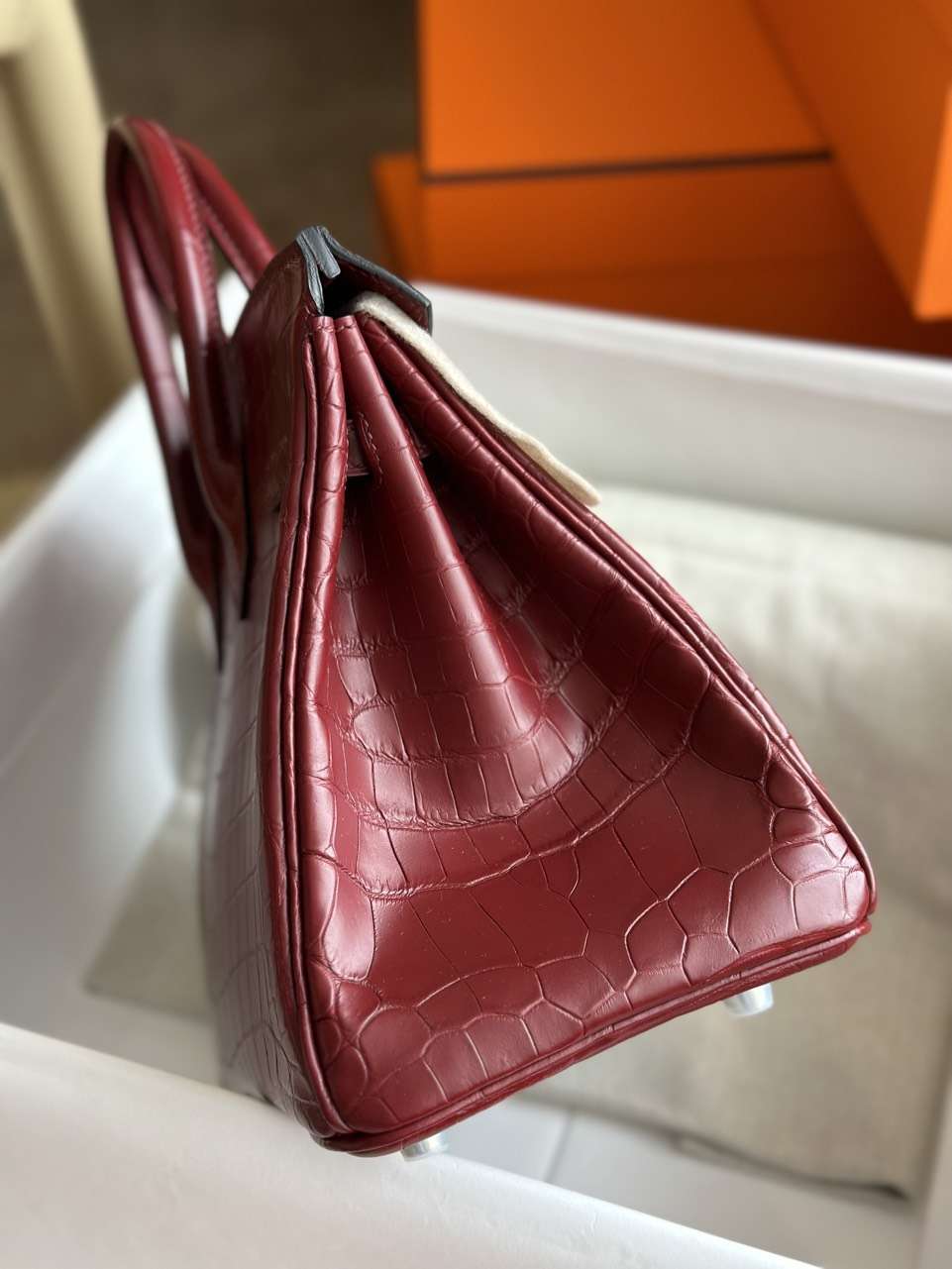 Herm*s birkin woman’s hand sewing like auth red handbags 25cm - image 4