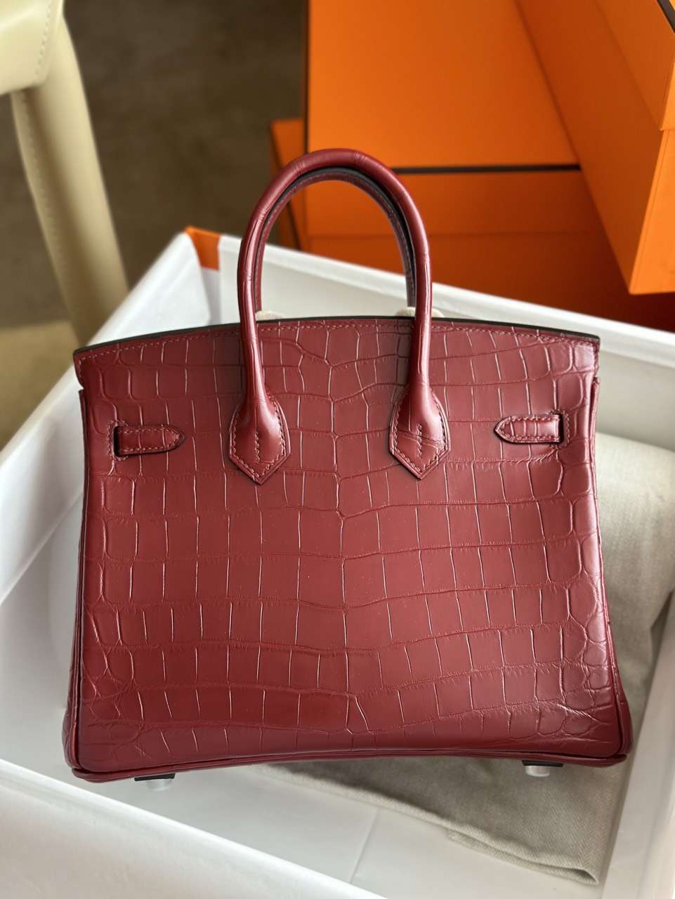 Herm*s birkin woman’s hand sewing like auth red handbags 25cm - image 5