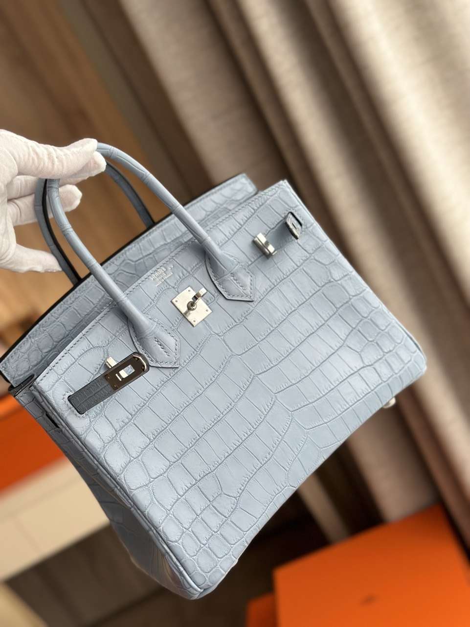 Herm*s birkin like auth hand sewing imported leather handbags 25cm - image 5