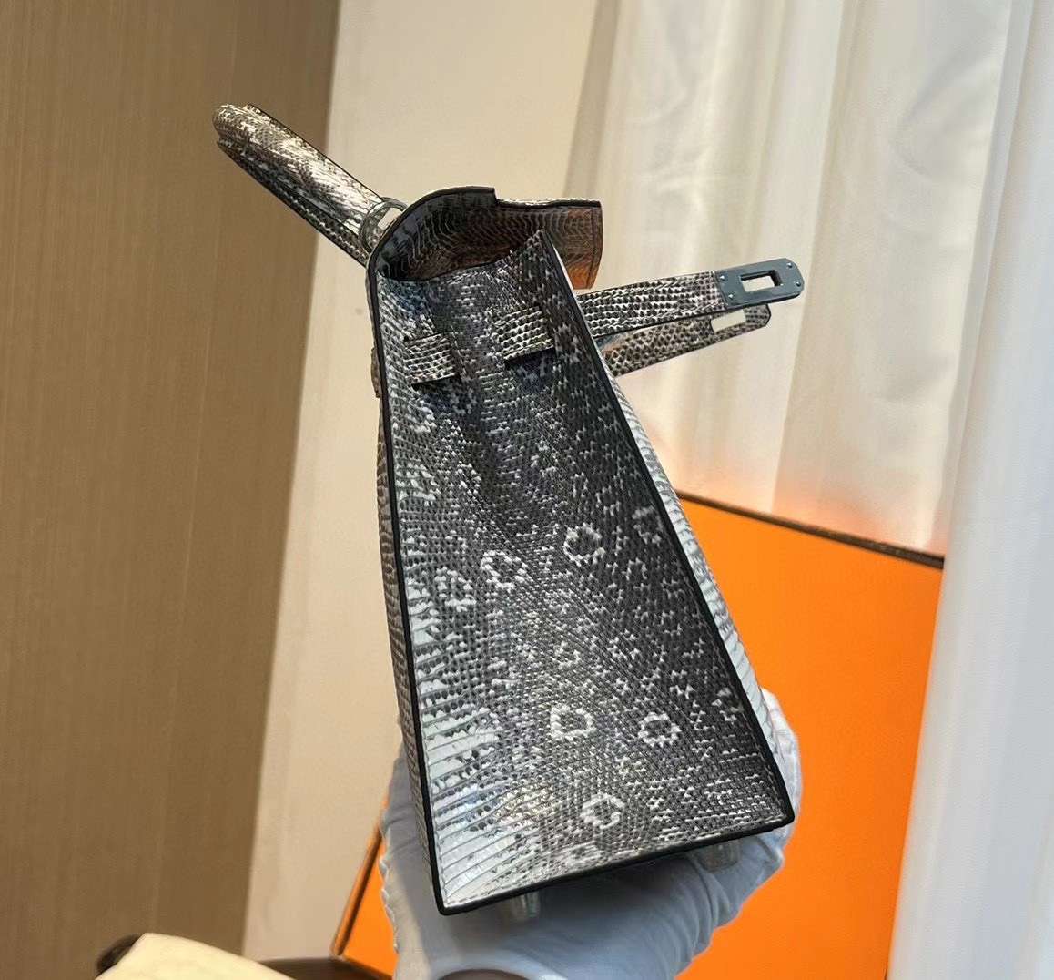 Herm*s birkin lizard skin hand sewing like auth handbags 25cm - image 6