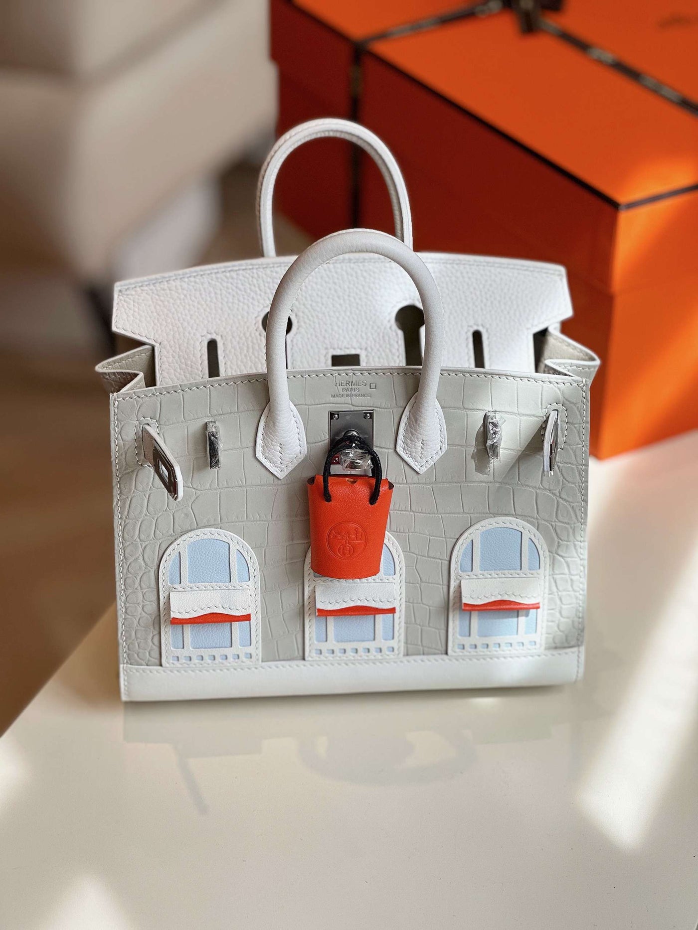 Herm*s birkin faubourg like auth with home pattern handbags 20cm - image 4