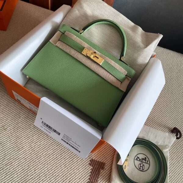 Herm*s kelly mini like auth woman’s green hand sewing handbags 20cm - main image
