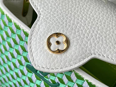 Lou*s Vuitt*n lv capucines green and white pattern handbags 21cm - image 8