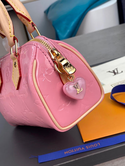 Lou*s Vuitt*n lv nano speedy pink mini like auth shiny leather handbags 16x10x7.5cm - image 3