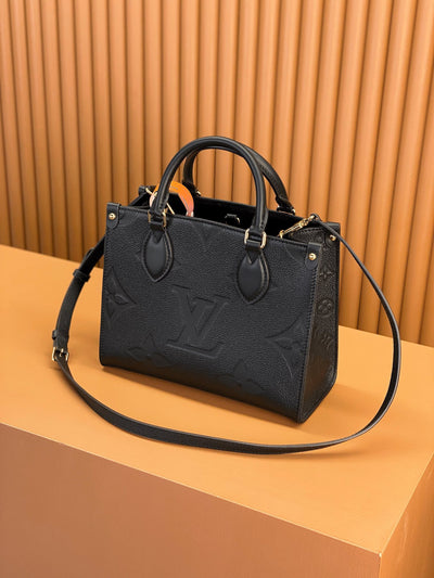 Lou*s Vuitt*n lv on the go pm tote bag black handbags 25cm - image 4