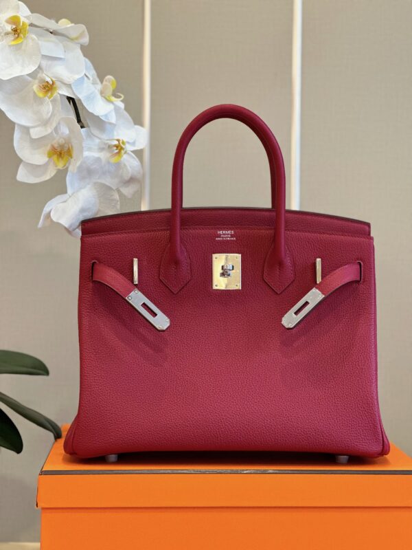 Herm*s woman’s plum red birkin phw togo replica 11 handbags 30cm - image 2