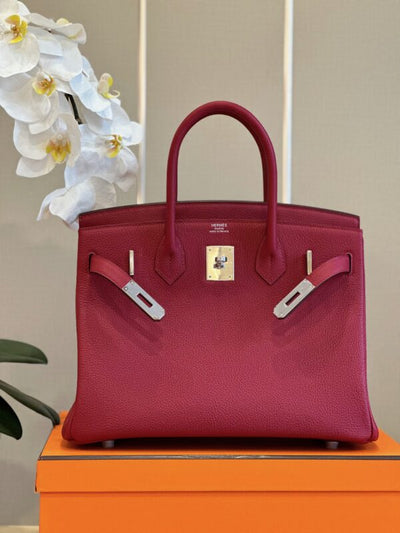 Herm*s woman’s plum red birkin phw togo replica 11 handbags 30cm - image 2