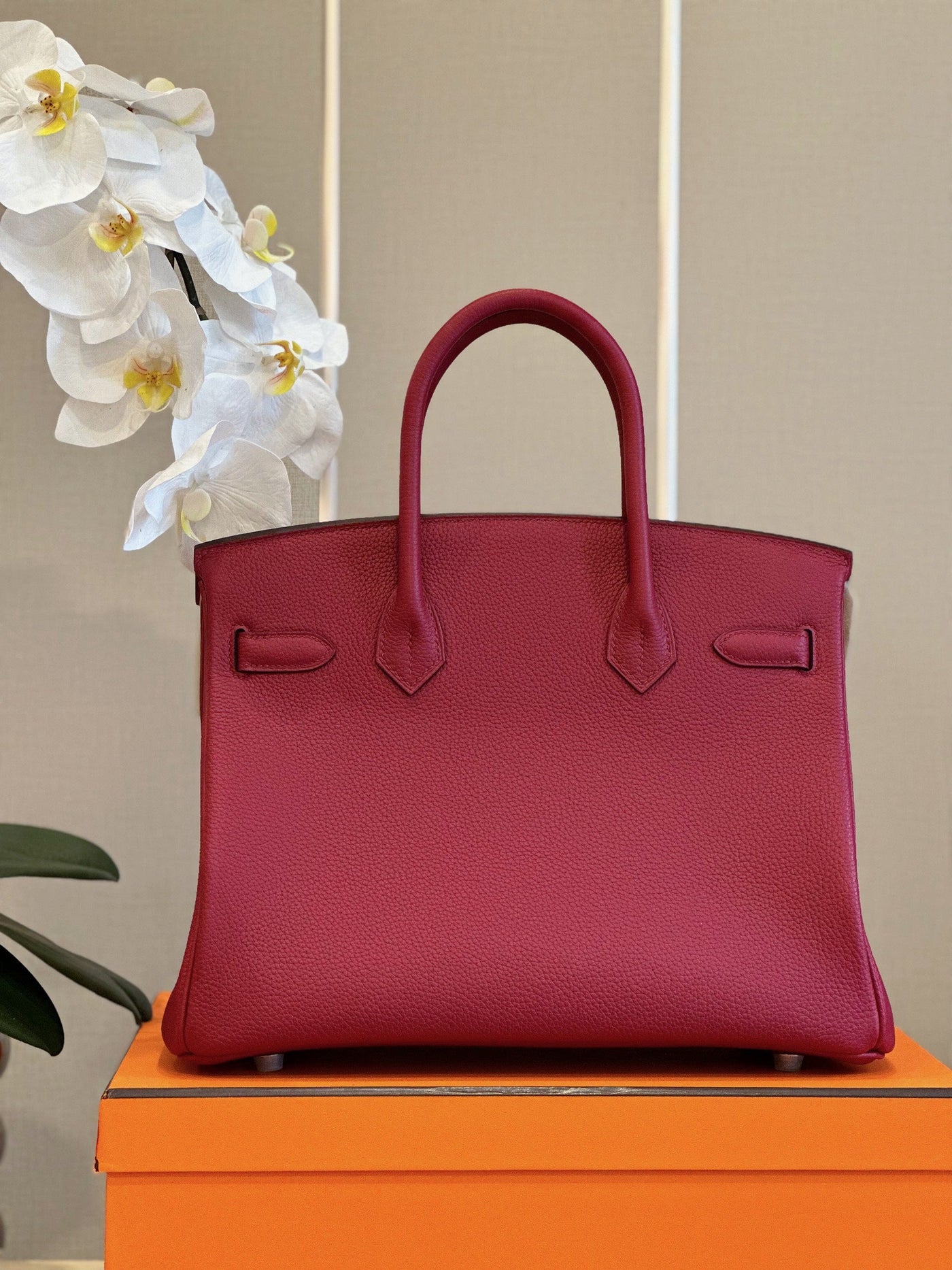 Herm*s woman’s plum red birkin phw togo replica 11 handbags 30cm - image 3