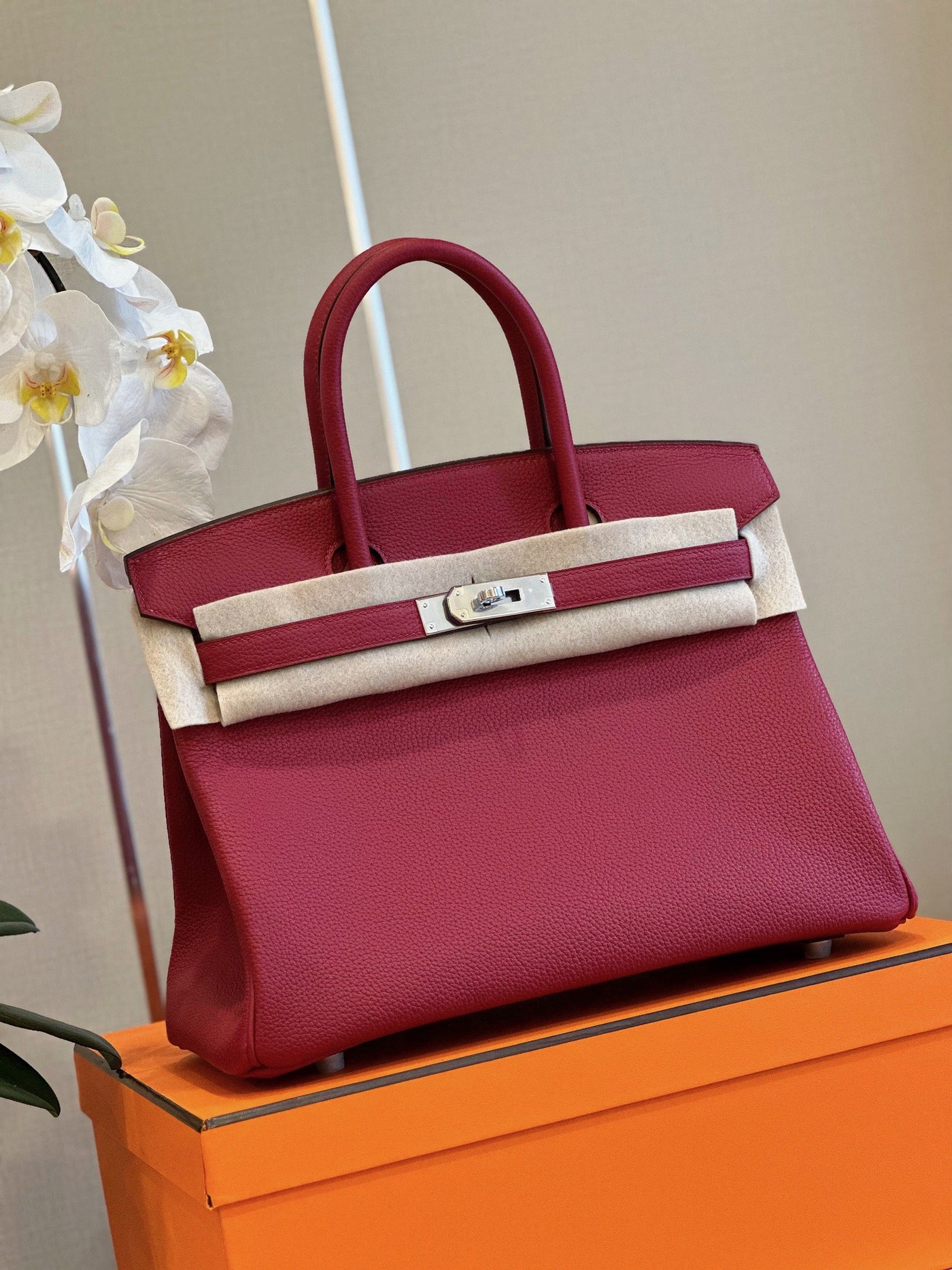 Herm*s woman’s plum red birkin phw togo replica 11 handbags 30cm - image 5