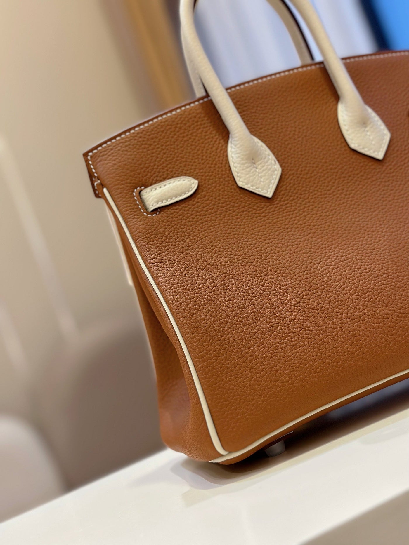 Herm*s birkin mix phw togo woman’s brown like auth handbags lock silver 25cm - image 3