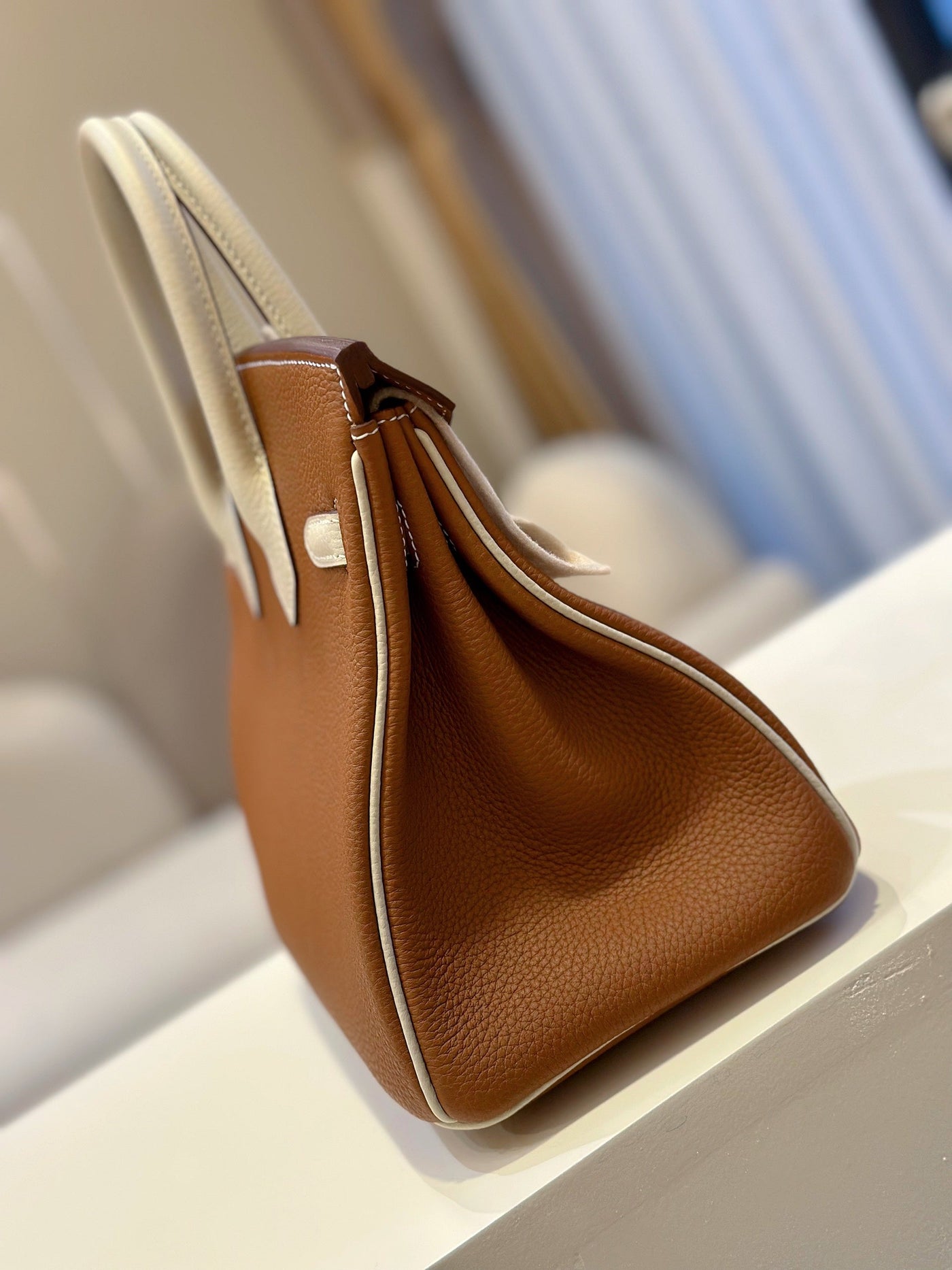 Herm*s birkin mix phw togo woman’s brown like auth handbags lock silver 25cm - image 5
