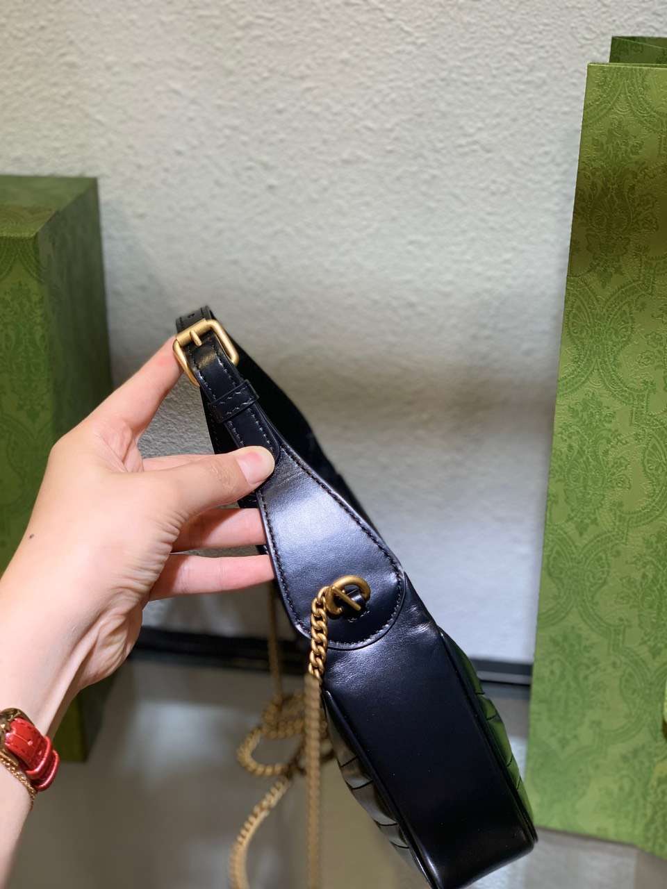 Guc*i gg marmont half moon luxury handbag black 24cm - image 3