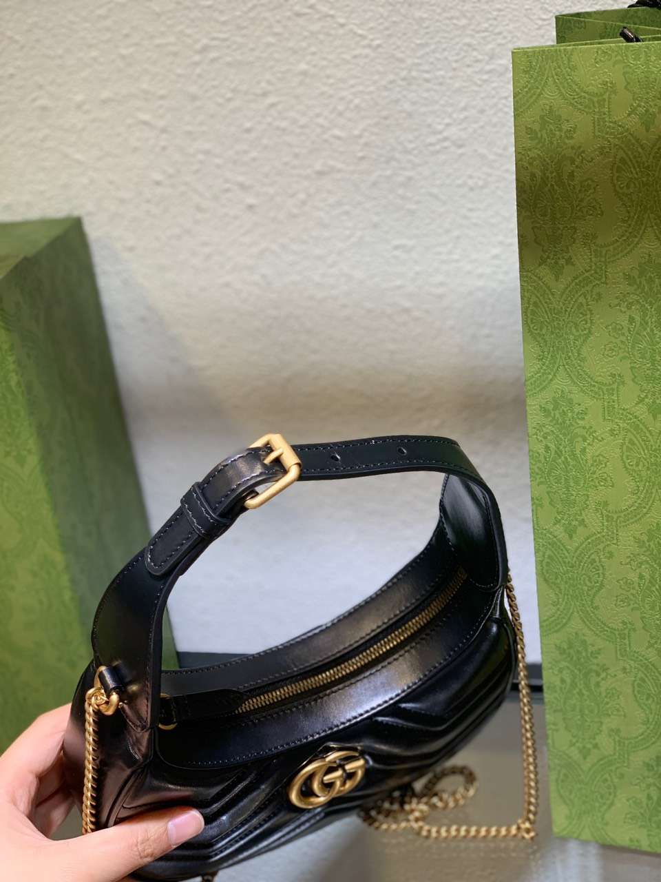 Guc*i gg marmont half moon luxury handbag black 24cm - image 5