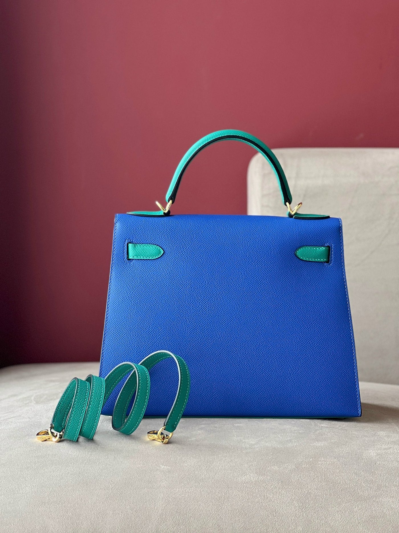 Herm*s kelly woman’s blue like auth handbags 28cm - image 4