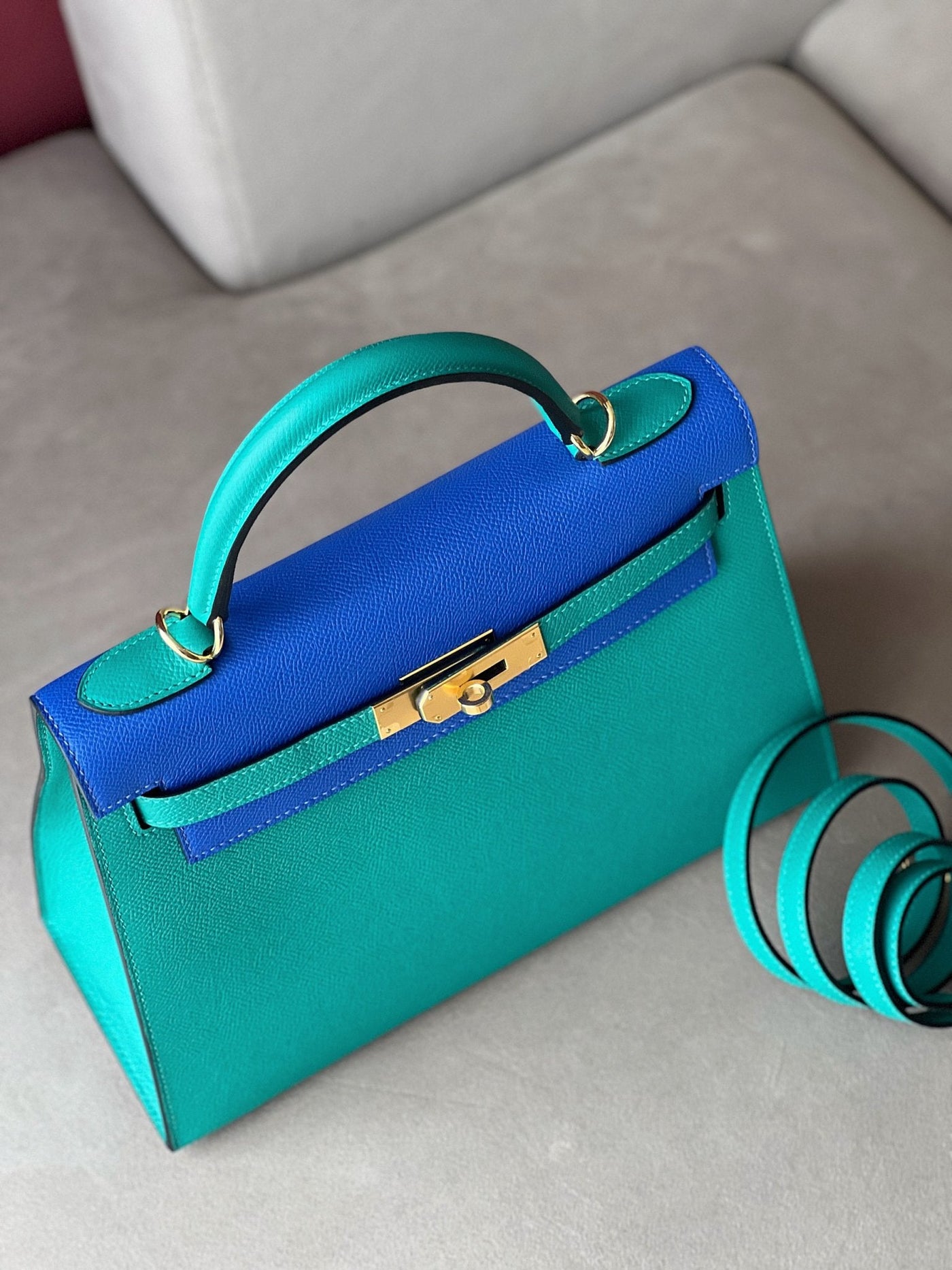 Herm*s kelly woman’s blue like auth handbags 28cm - image 5