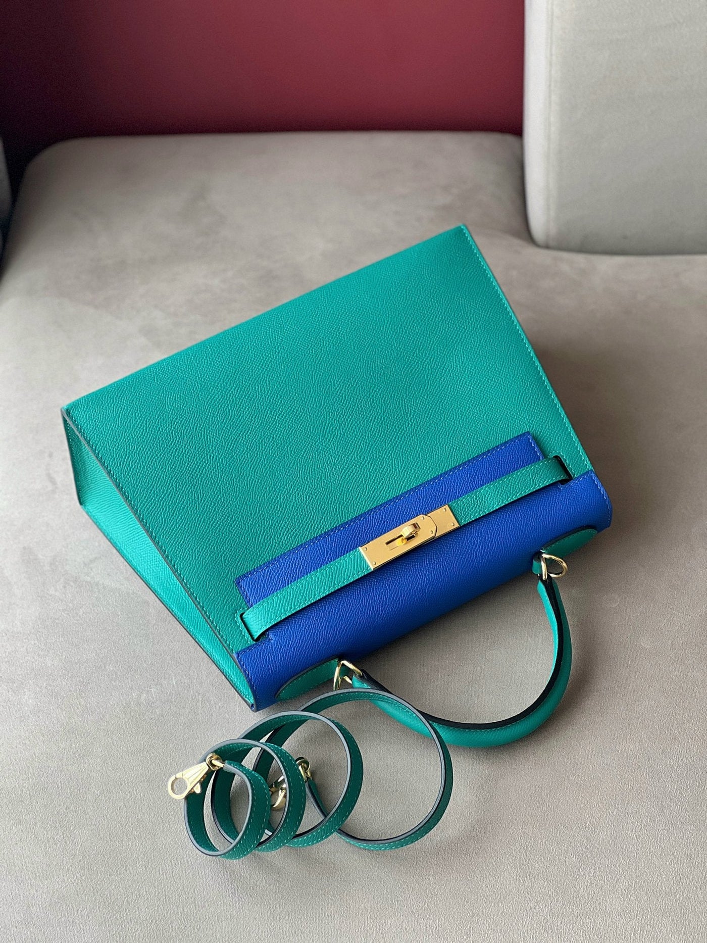 Herm*s kelly woman’s blue like auth handbags 28cm - image 7