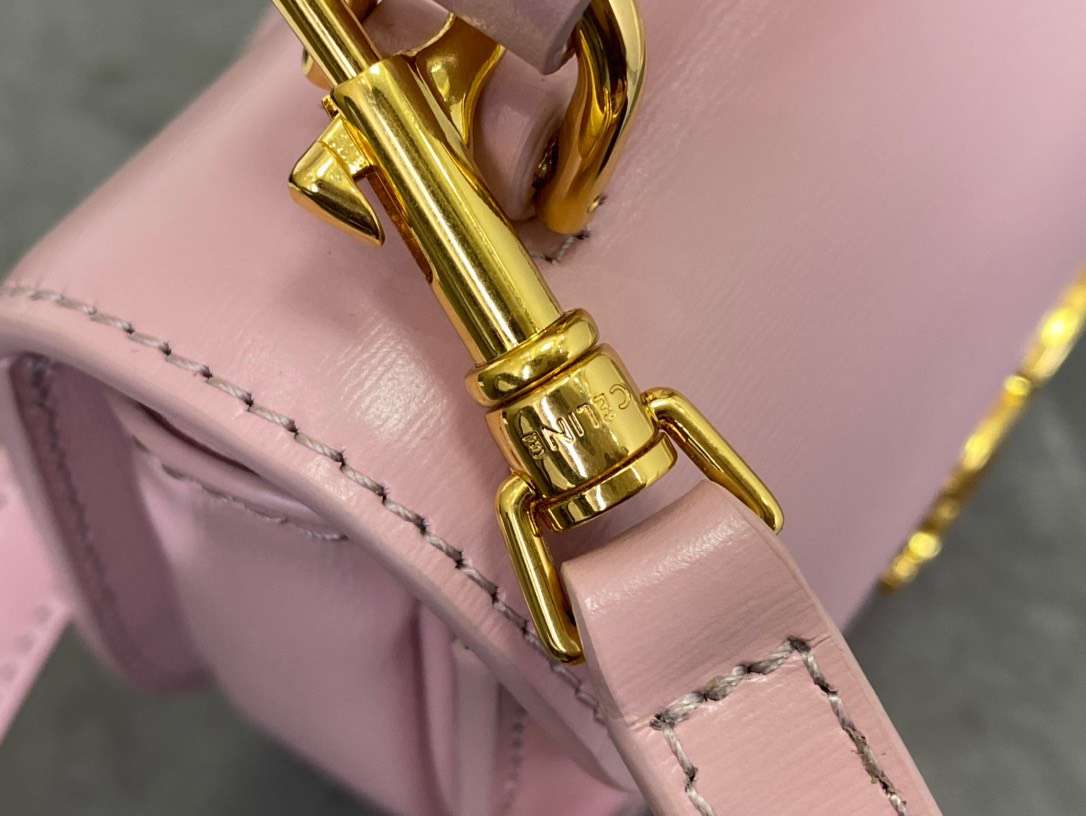 Cel*ne handle shiny wrinkled leather pink 15.5×11.5x5cm - image 8