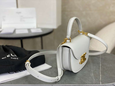 Cel*ne handle white smooth leather 15.5×11.5x5cm - image 5