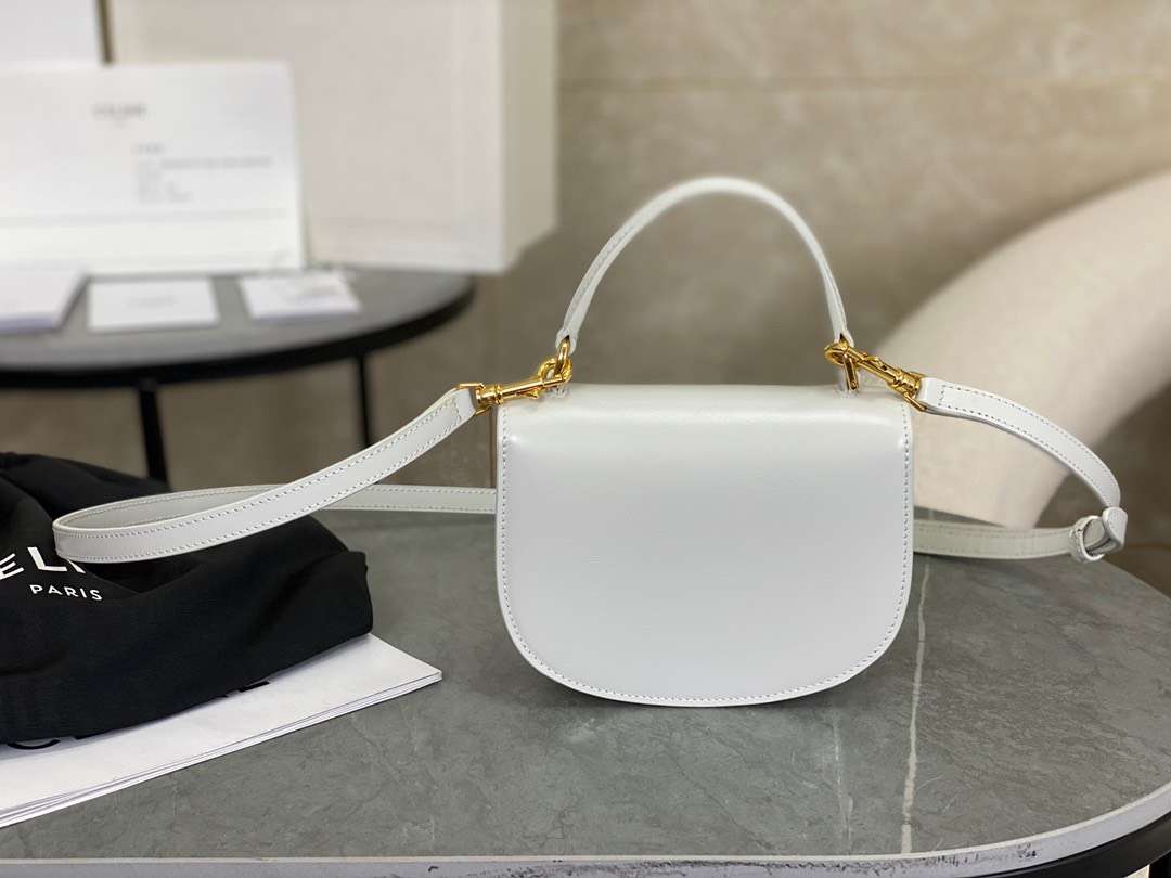 Cel*ne handle white smooth leather 15.5×11.5x5cm - image 6