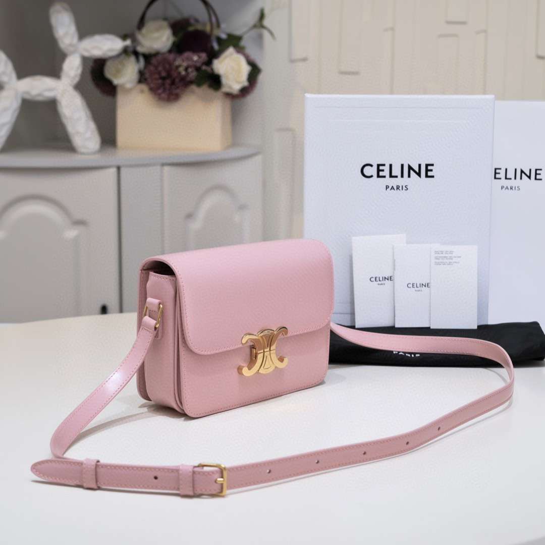 Cel*ne mini handbag pink smooth leather 19cm - image 8