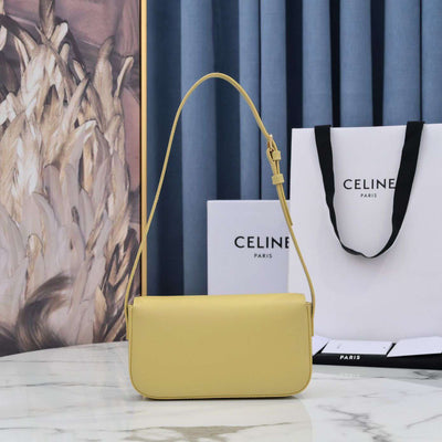 Cel*ne triomphe handbag bright yellow super smooth leather 20x12cm - image 3