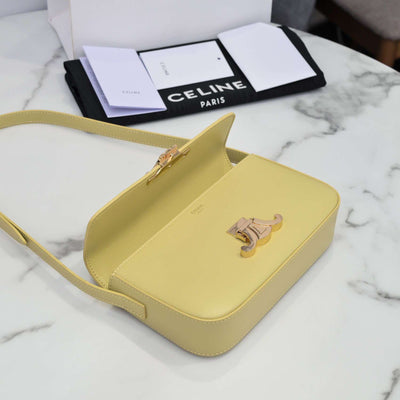 Cel*ne triomphe handbag bright yellow super smooth leather 20x12cm - image 4